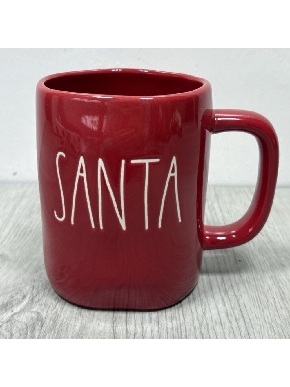 RAE DUNN Red White SANTA Large Christmas Holiday Magenta Ceramic MUG